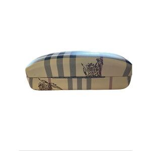 Burberry Beige Red Nova Check Plaid Equestrian Knight Logo Glasses Case